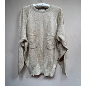 French Rags Women's Size 2 Pullover Sweater Rayon Hand Loomed Raglan Sleeve Tan
