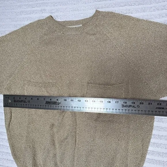 French Rags Women's Size 2 Pullover Sweater Rayon Hand Loomed Raglan Sleeve Tan