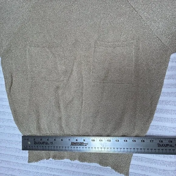 French Rags Women's Size 2 Pullover Sweater Rayon Hand Loomed Raglan Sleeve Tan