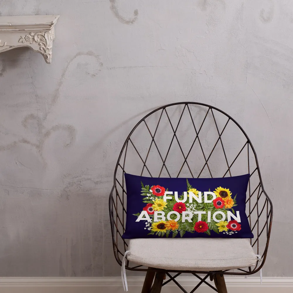 Fund Abortion Floral Throw Pillow - Navy Blue