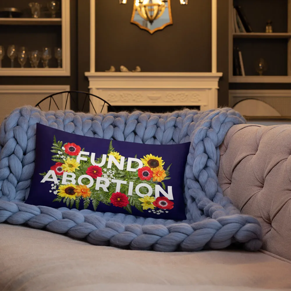 Fund Abortion Floral Throw Pillow - Navy Blue
