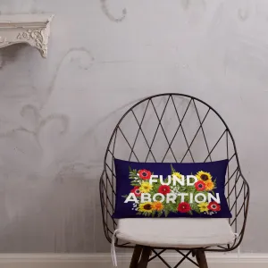 Fund Abortion Floral Throw Pillow - Navy Blue
