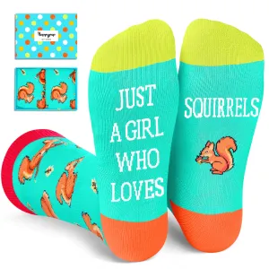 Funny Squirrel Gifts for Women Girls - Squirrel Socks Squirrel Gifts for Teens, Squirrel Stocking Stuffers for Her