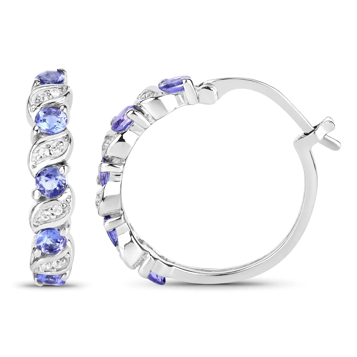 Genuine Tanzanite Hoop Earrings