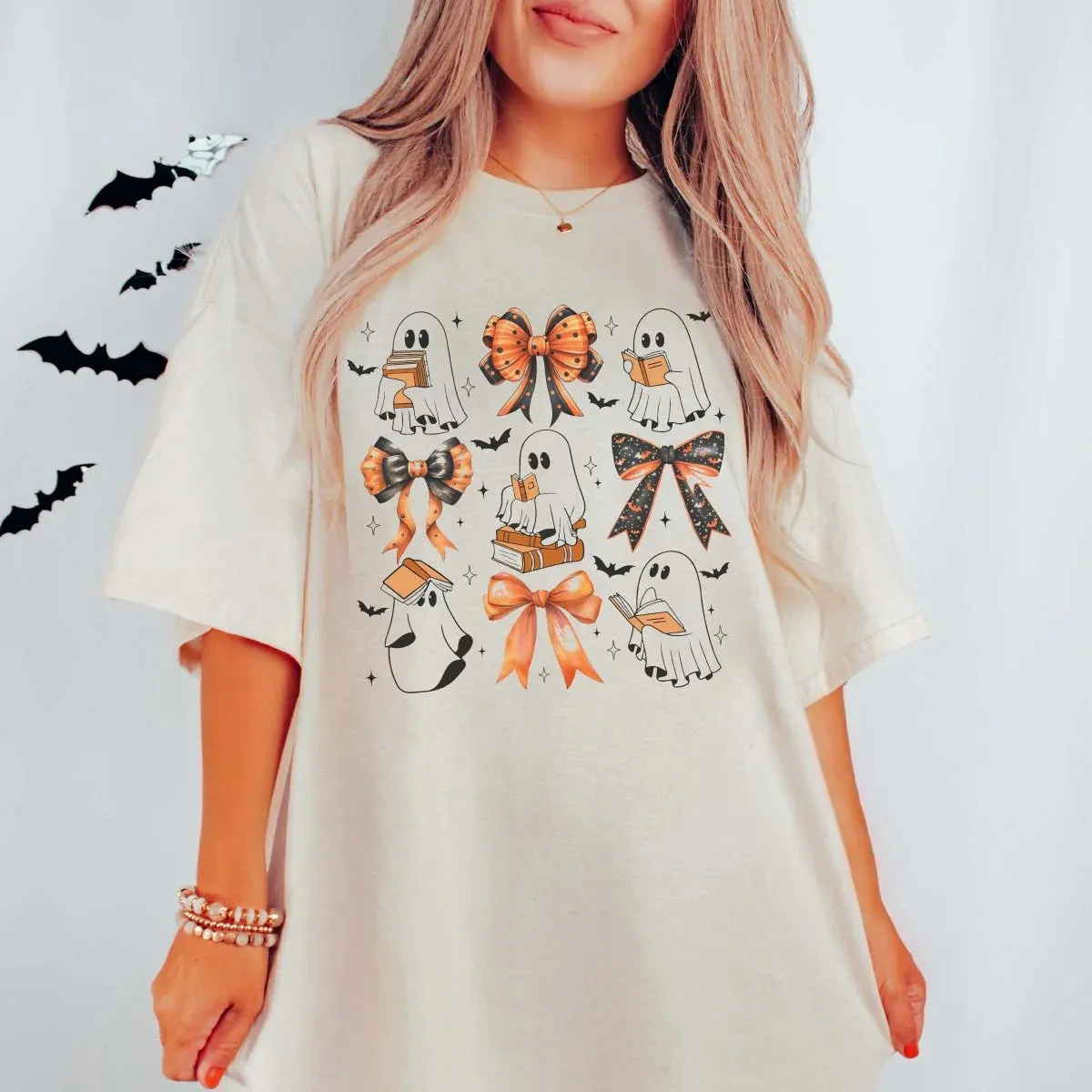Ghosts Bows & Books Graphic Tee