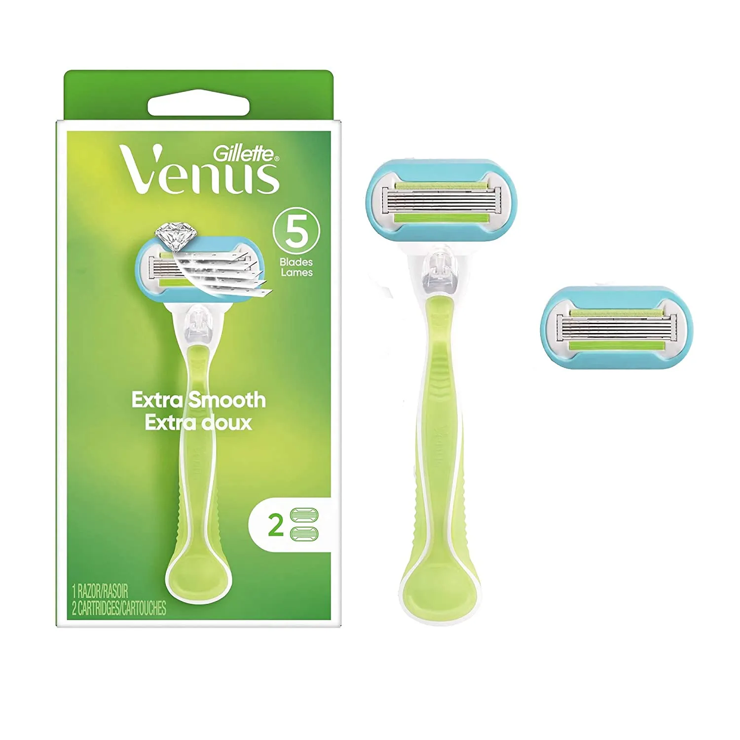Gillette Venus Radiant Skin Razors for Women, Includes Pearl Powder Olay Moisturizer, 1 Venus Razor, 1 Razor Blade Refill