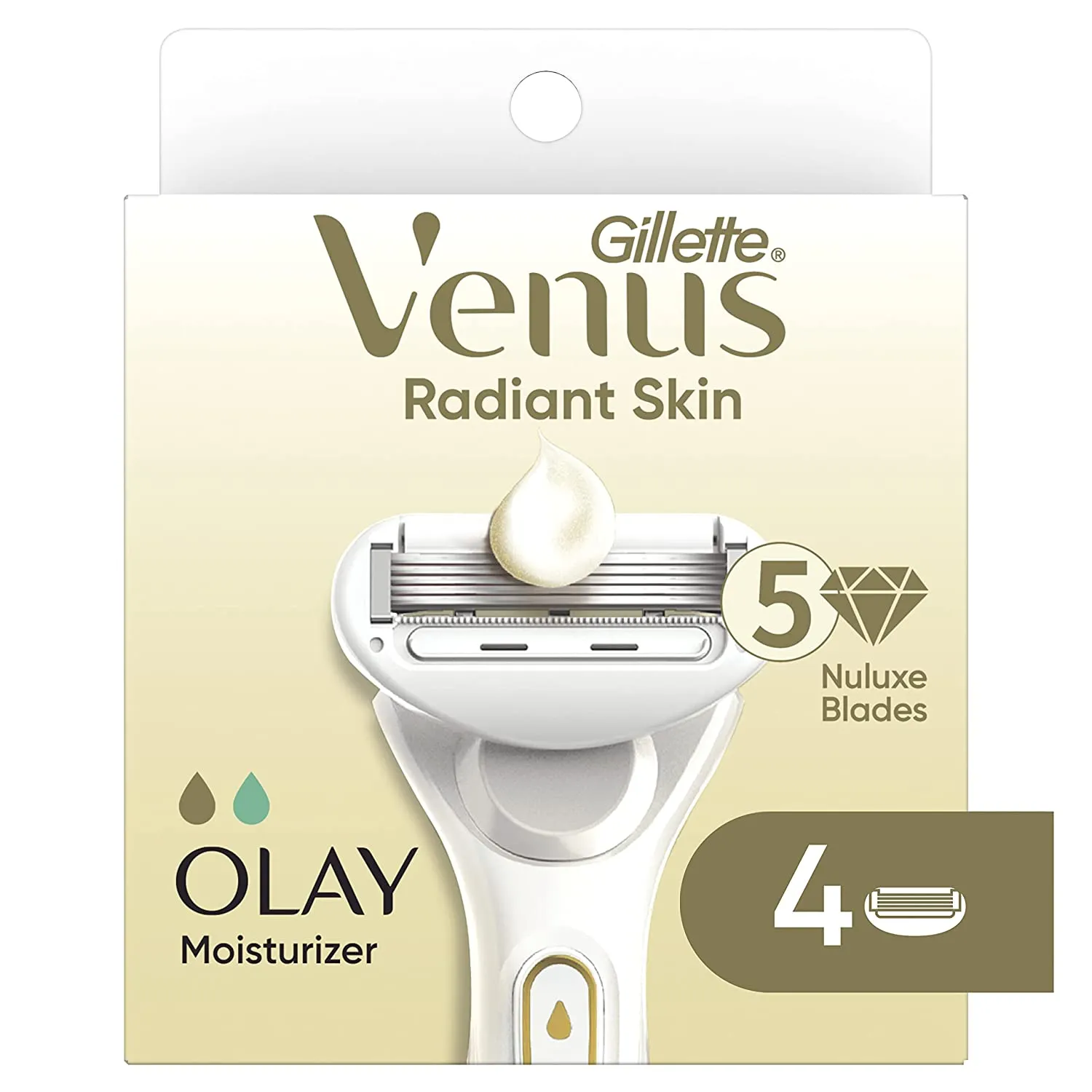 Gillette Venus Radiant Skin Razors for Women, Includes Pearl Powder Olay Moisturizer, 1 Venus Razor, 1 Razor Blade Refill