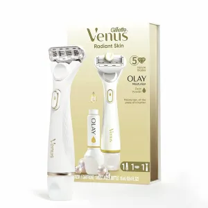 Gillette Venus Radiant Skin Razors for Women, Includes Pearl Powder Olay Moisturizer, 1 Venus Razor, 1 Razor Blade Refill