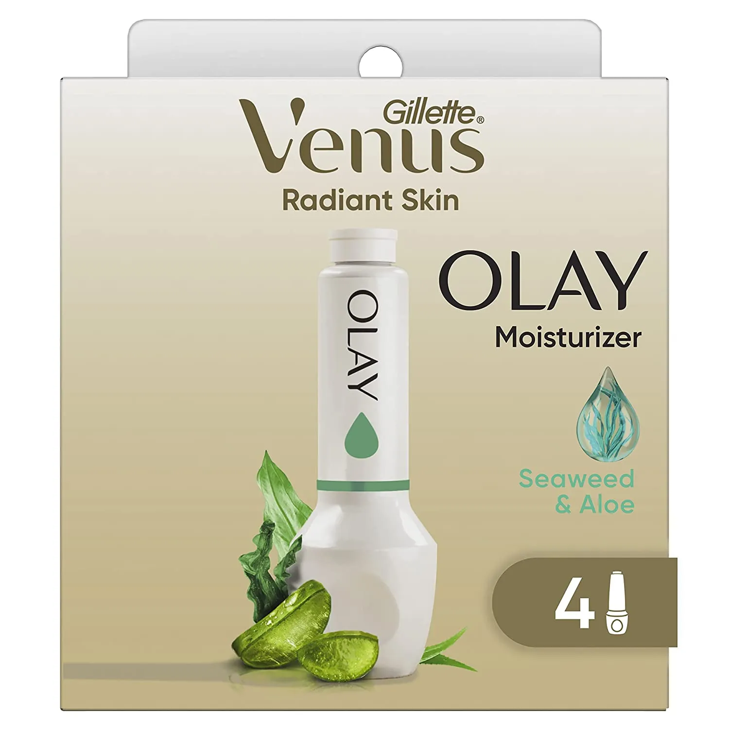 Gillette Venus Radiant Skin Razors for Women, Includes Pearl Powder Olay Moisturizer, 1 Venus Razor, 1 Razor Blade Refill