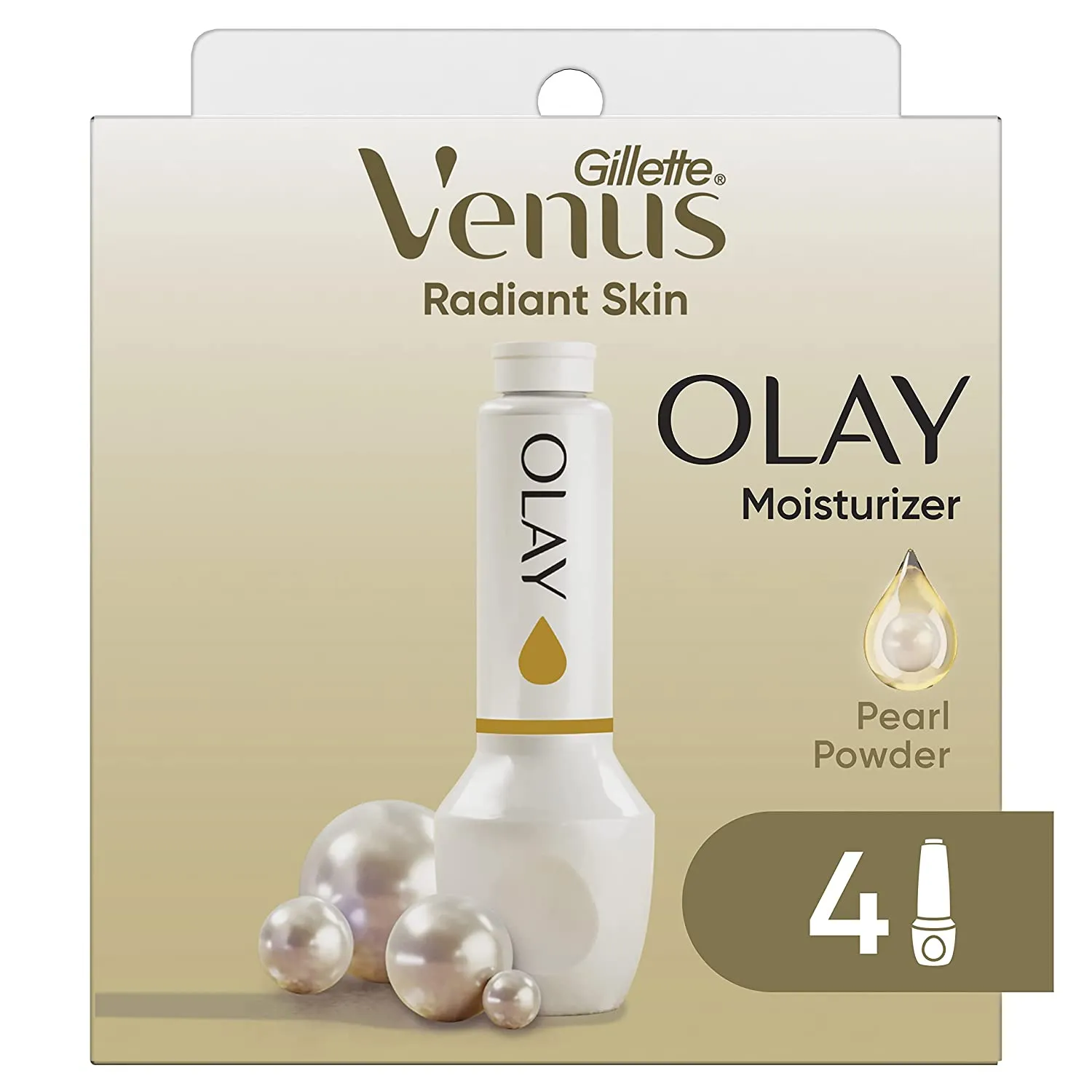 Gillette Venus Radiant Skin Razors for Women, Includes Pearl Powder Olay Moisturizer, 1 Venus Razor, 1 Razor Blade Refill