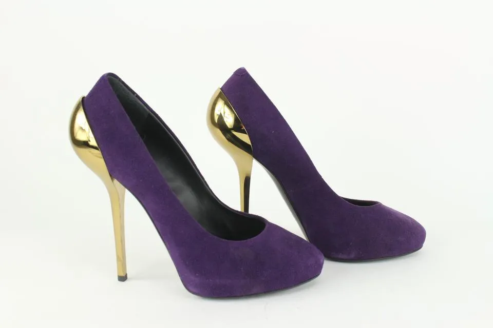Giuseppe Zanotti Women's 39.5 Purple Suede x Gold Nana Heels 1116gz45