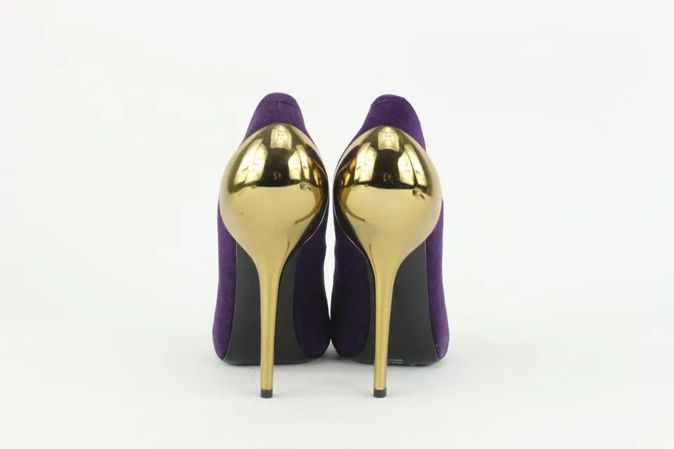 Giuseppe Zanotti Women's 39.5 Purple Suede x Gold Nana Heels 1116gz45