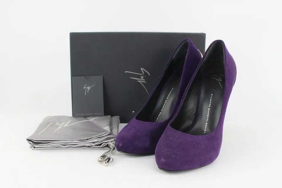 Giuseppe Zanotti Women's 39.5 Purple Suede x Gold Nana Heels 1116gz45