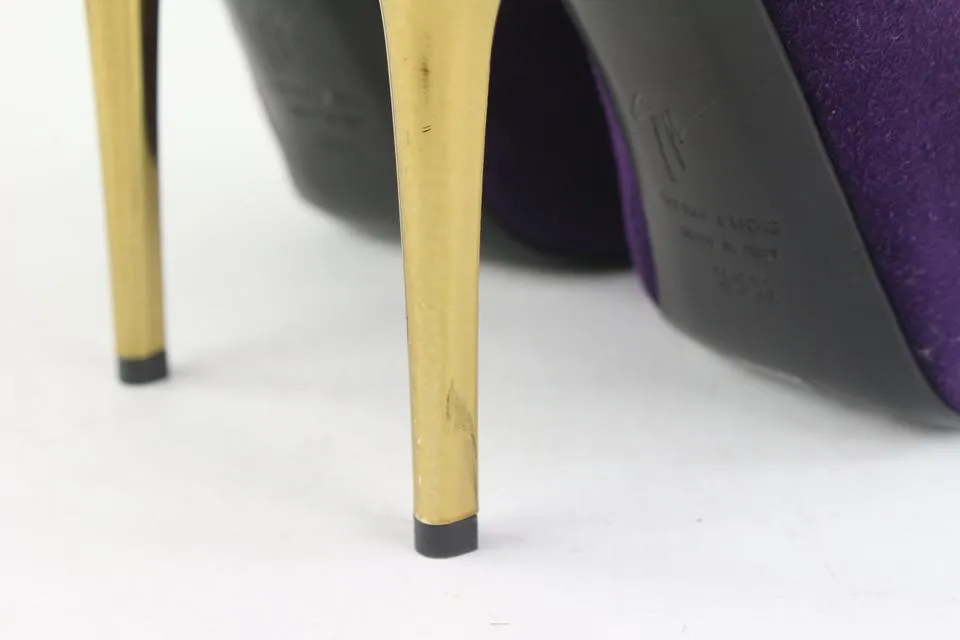 Giuseppe Zanotti Women's 39.5 Purple Suede x Gold Nana Heels 1116gz45