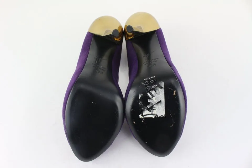 Giuseppe Zanotti Women's 39.5 Purple Suede x Gold Nana Heels 1116gz45