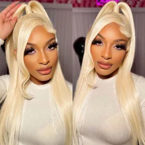 Glueless 13x4 Invisible Transparent HD Straight Lace Front Wig Blonde Hair For Black Women