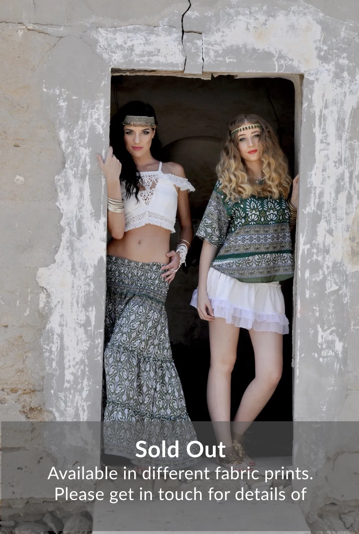 Green and white gypsy skirt