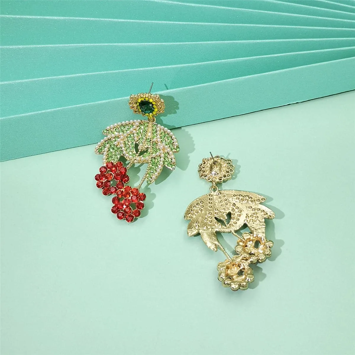 Green Cubic Zirconia & Pearl 18K Gold-Plated Botany Drop Earrings