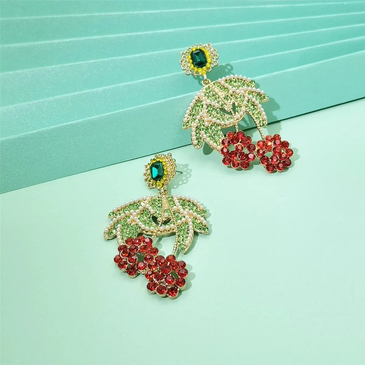 Green Cubic Zirconia & Pearl 18K Gold-Plated Botany Drop Earrings