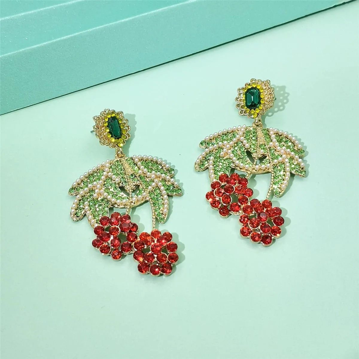 Green Cubic Zirconia & Pearl 18K Gold-Plated Botany Drop Earrings