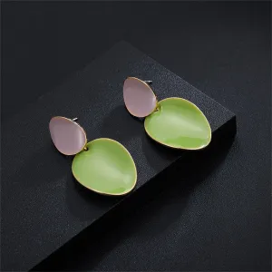 Green Enamel & 18K Gold-Plated Drop Oval Drop Earrings