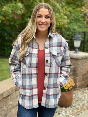 Grey/Rust Plaid Shacket