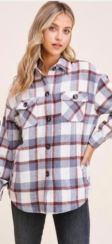 Grey/Rust Plaid Shacket