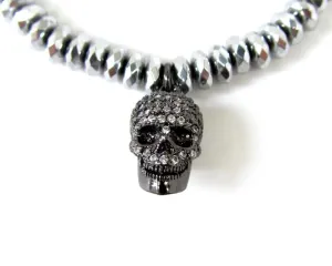 Gunmetal Skull Charm