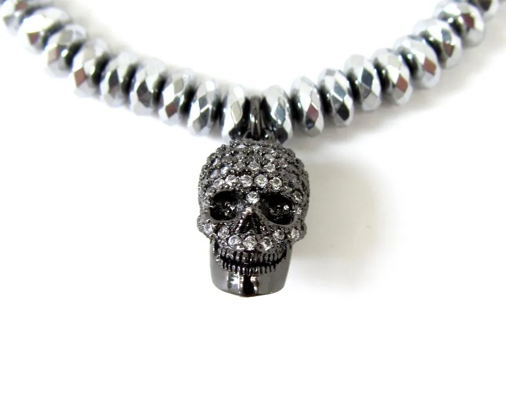 Gunmetal Skull Charm
