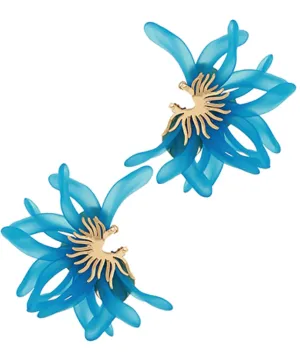 Half Flower Earrings - Blue & Gold