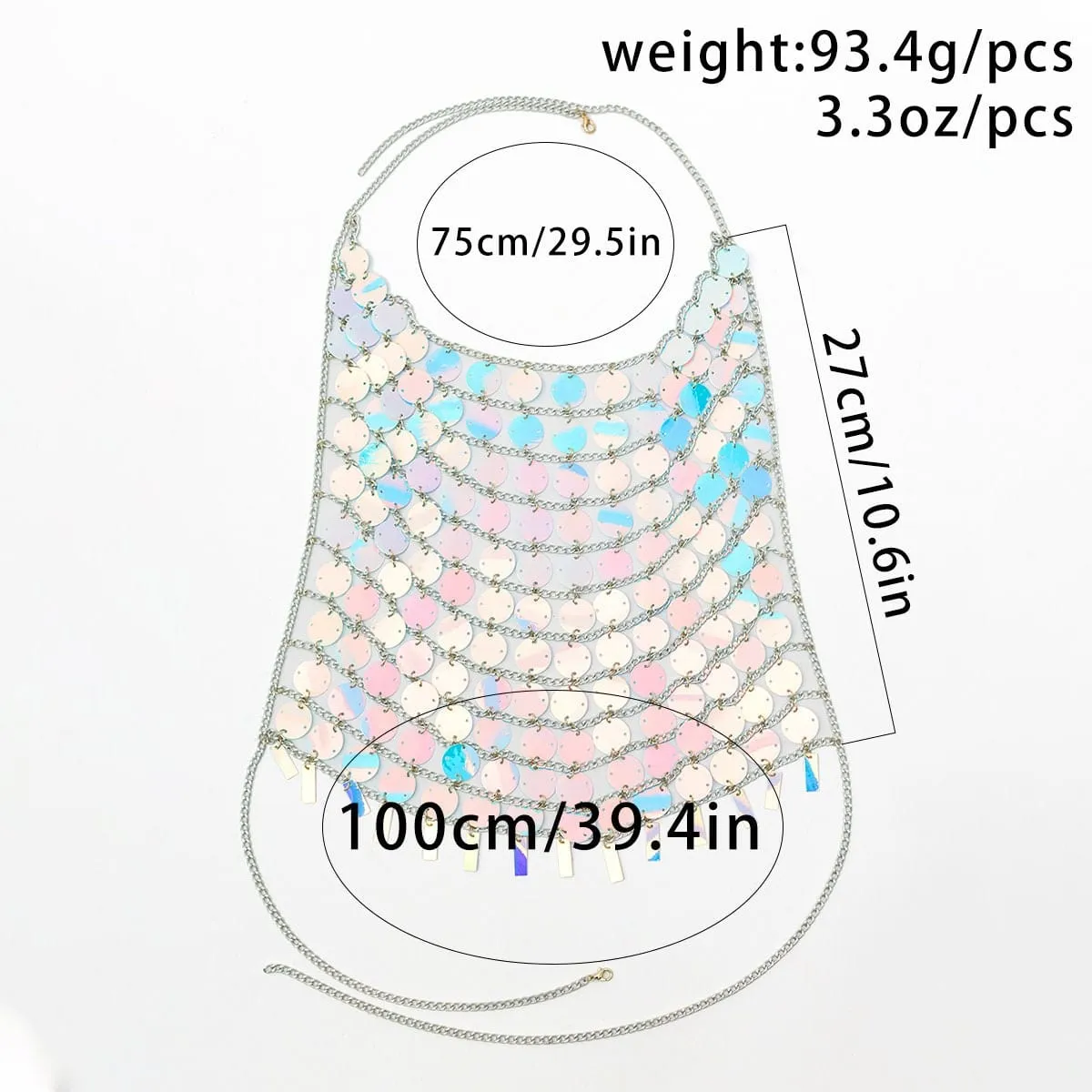 Handmade Backless Colorful Sequins Body Chain Bra