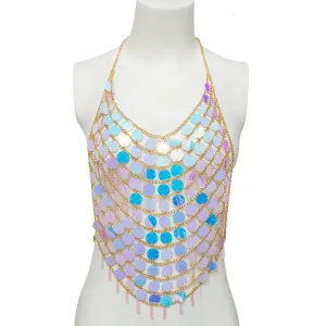 Handmade Backless Colorful Sequins Body Chain Bra