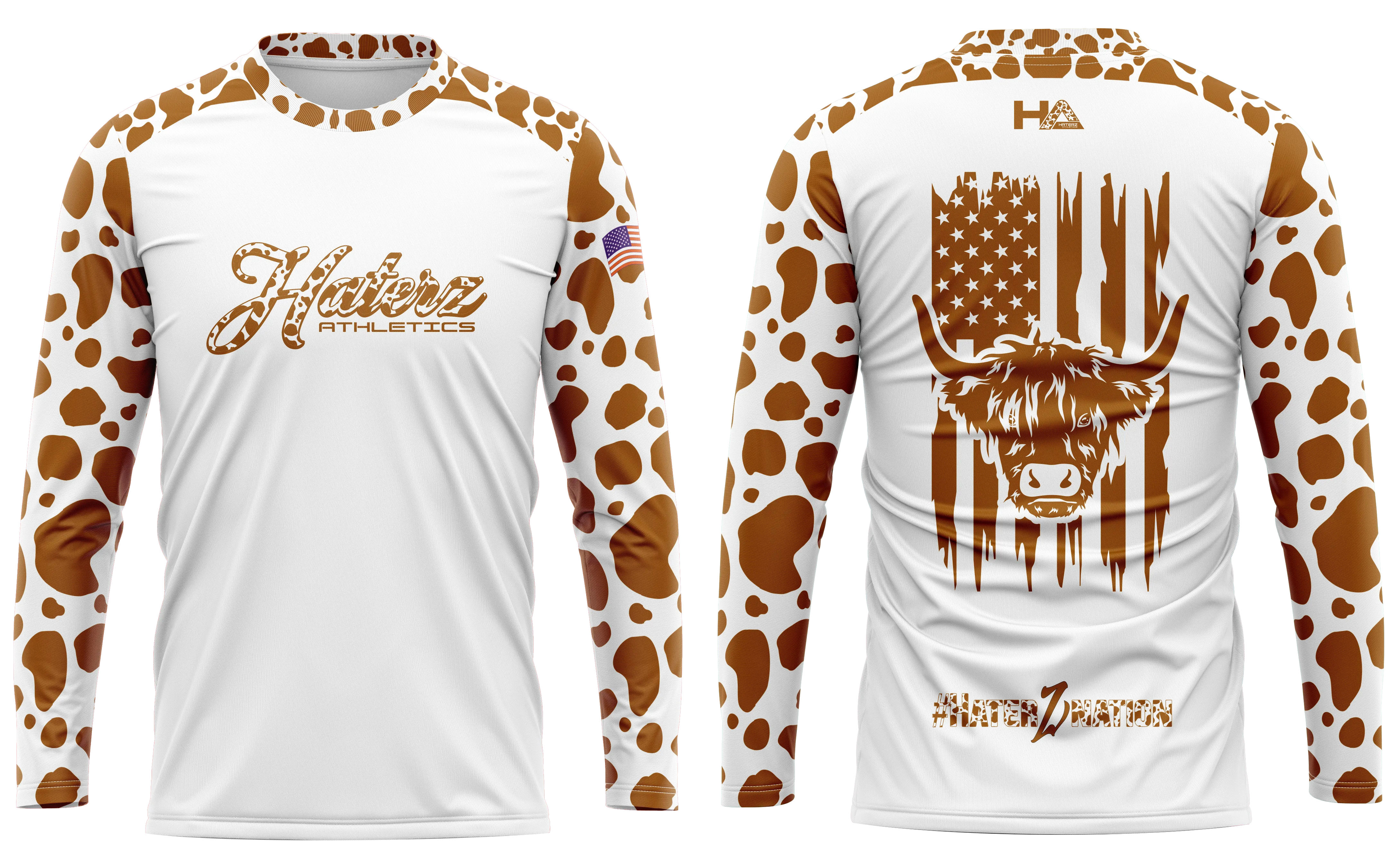 HaterZ Athletics Cowprint BROWN LS shirt