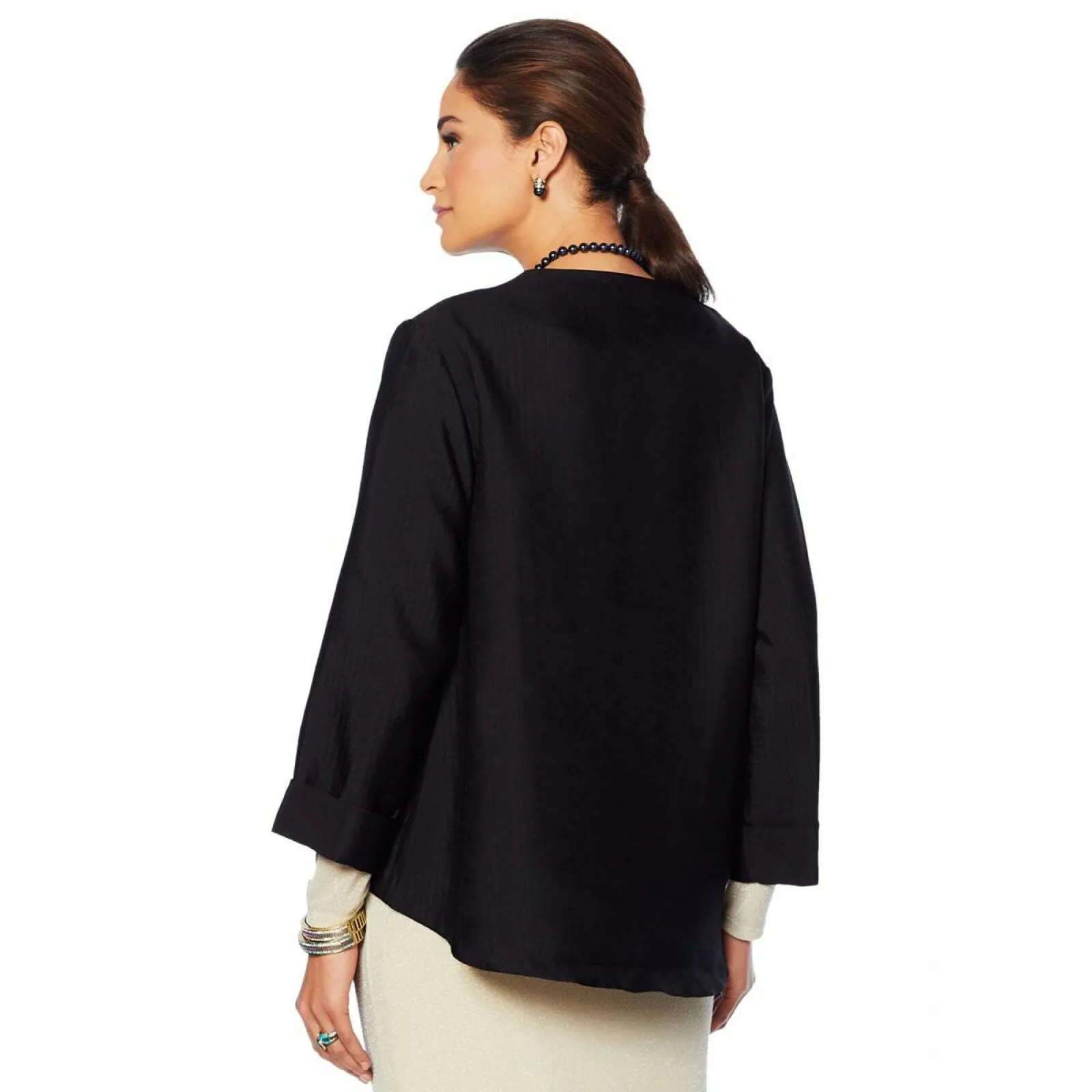 Heidi Daus Women's Signature Accent Open Front Jacket Black Large
