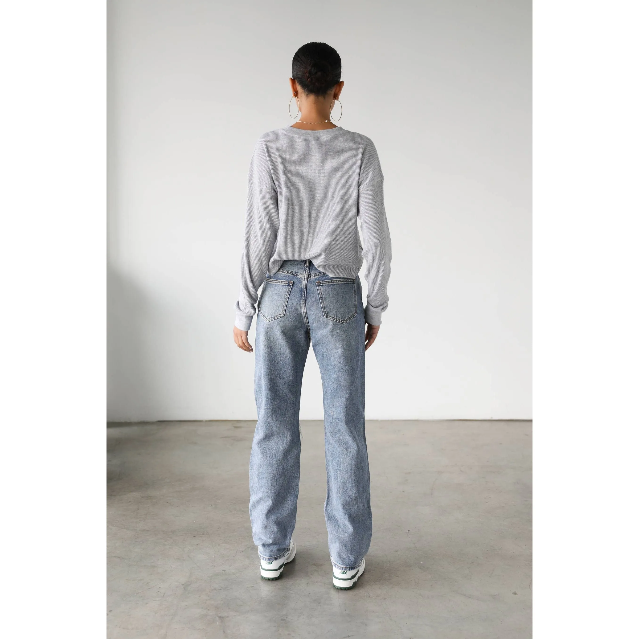 High Rise Straight Leg Denim Jeans- 7136