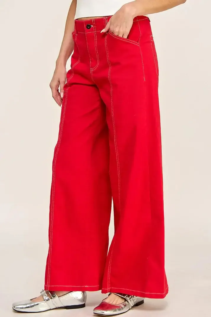 HIGH RISE WIDE LEG DENIM JEANS