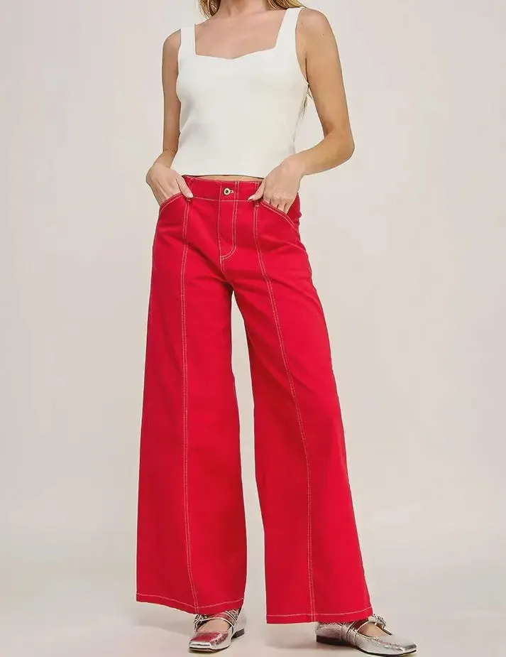 HIGH RISE WIDE LEG DENIM JEANS