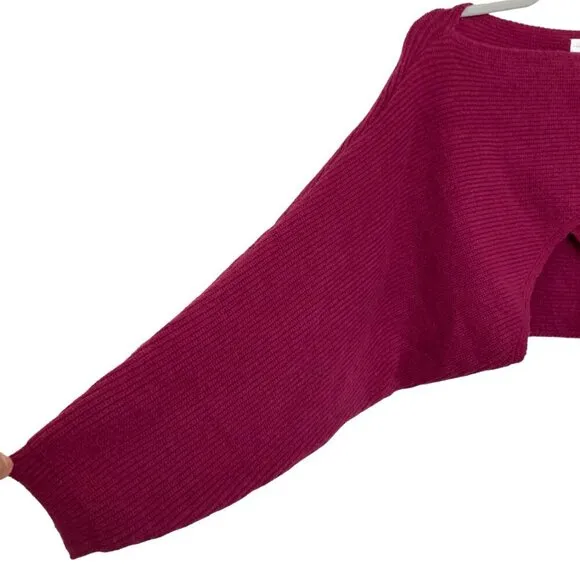 HOUSE OF HARLOW 1960 Berry Purple Crossover Cropped Dolman Sleeve Sweater NEW!
