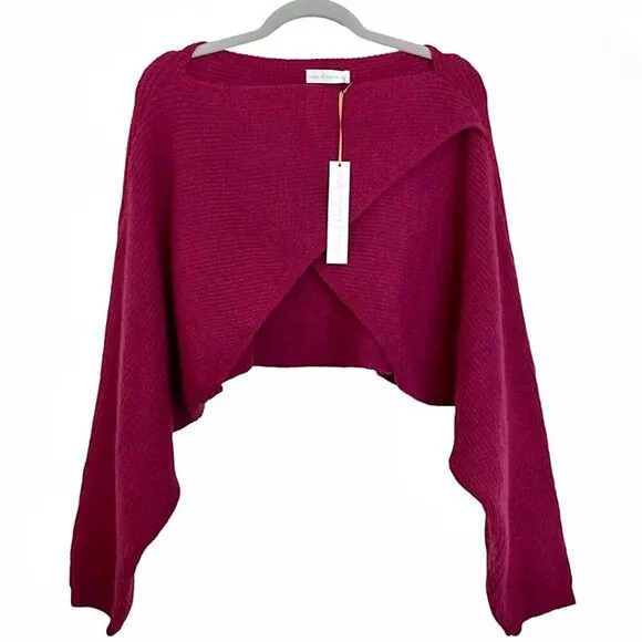 HOUSE OF HARLOW 1960 Berry Purple Crossover Cropped Dolman Sleeve Sweater NEW!