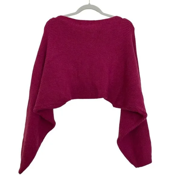 HOUSE OF HARLOW 1960 Berry Purple Crossover Cropped Dolman Sleeve Sweater NEW!