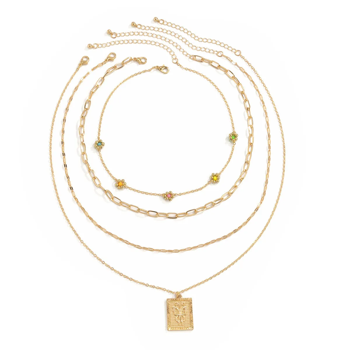 Howlite & 18K Gold-Plated Mum & Butterfly Card Pendant Necklace Set