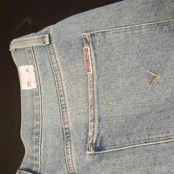 Hudson Women's Blue Noa Callidora Straight Crop Jean Denim Mid Rise Raw Hem 31