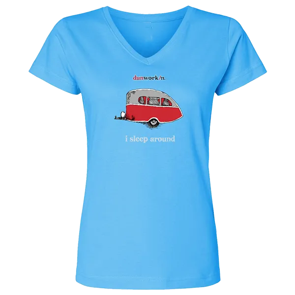 I Sleep Around Women's V Neck Tee