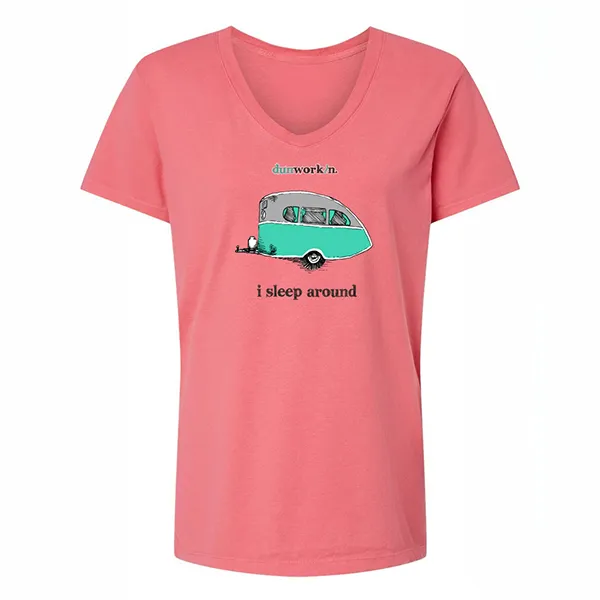 I Sleep Around Women's V Neck Tee