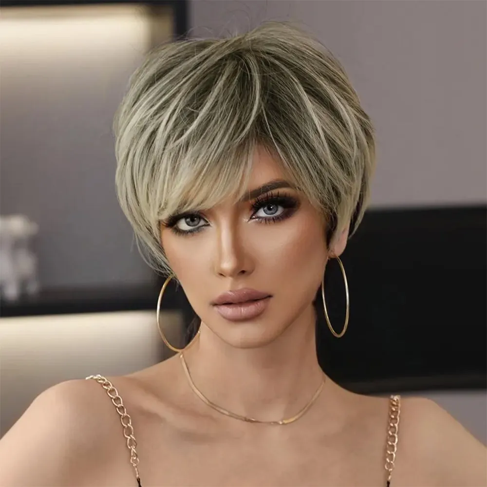 Ins Hot Women's Short Curly Blonde Brown Hair For Everyday Use