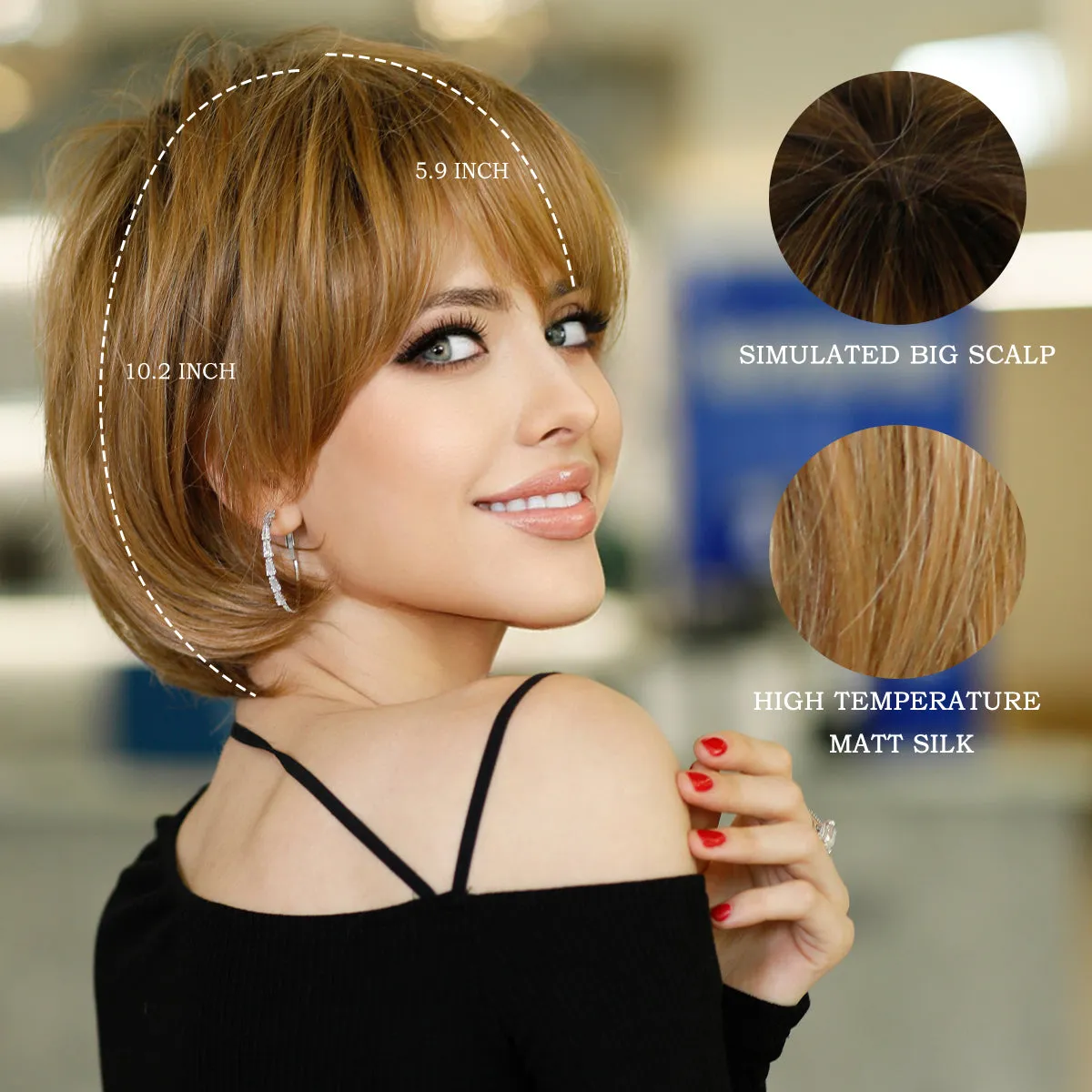 Ins Hot Women's Short Curly Blonde Brown Hair For Everyday Use