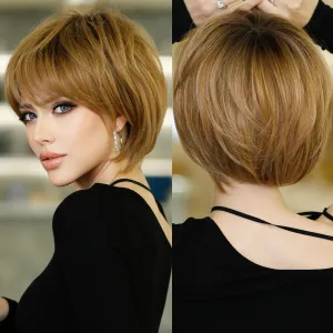 Ins Hot Women's Short Curly Blonde Brown Hair For Everyday Use