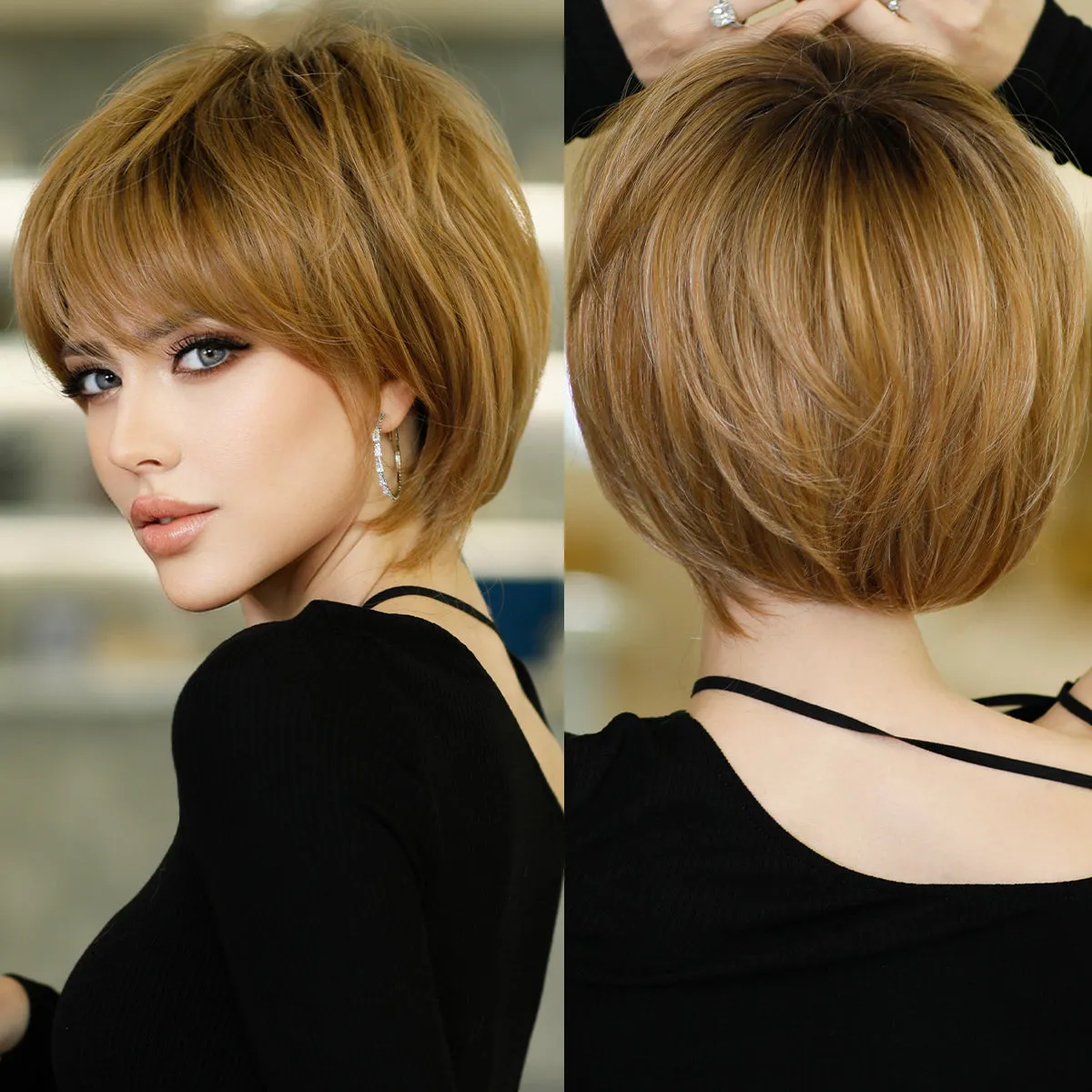 Ins Hot Women's Short Curly Blonde Brown Hair For Everyday Use