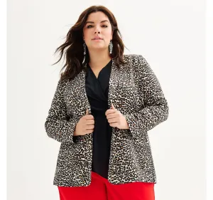 Intempo Womens Plus Size Printed Boyfriend  Blazer Jacket 223-J227P