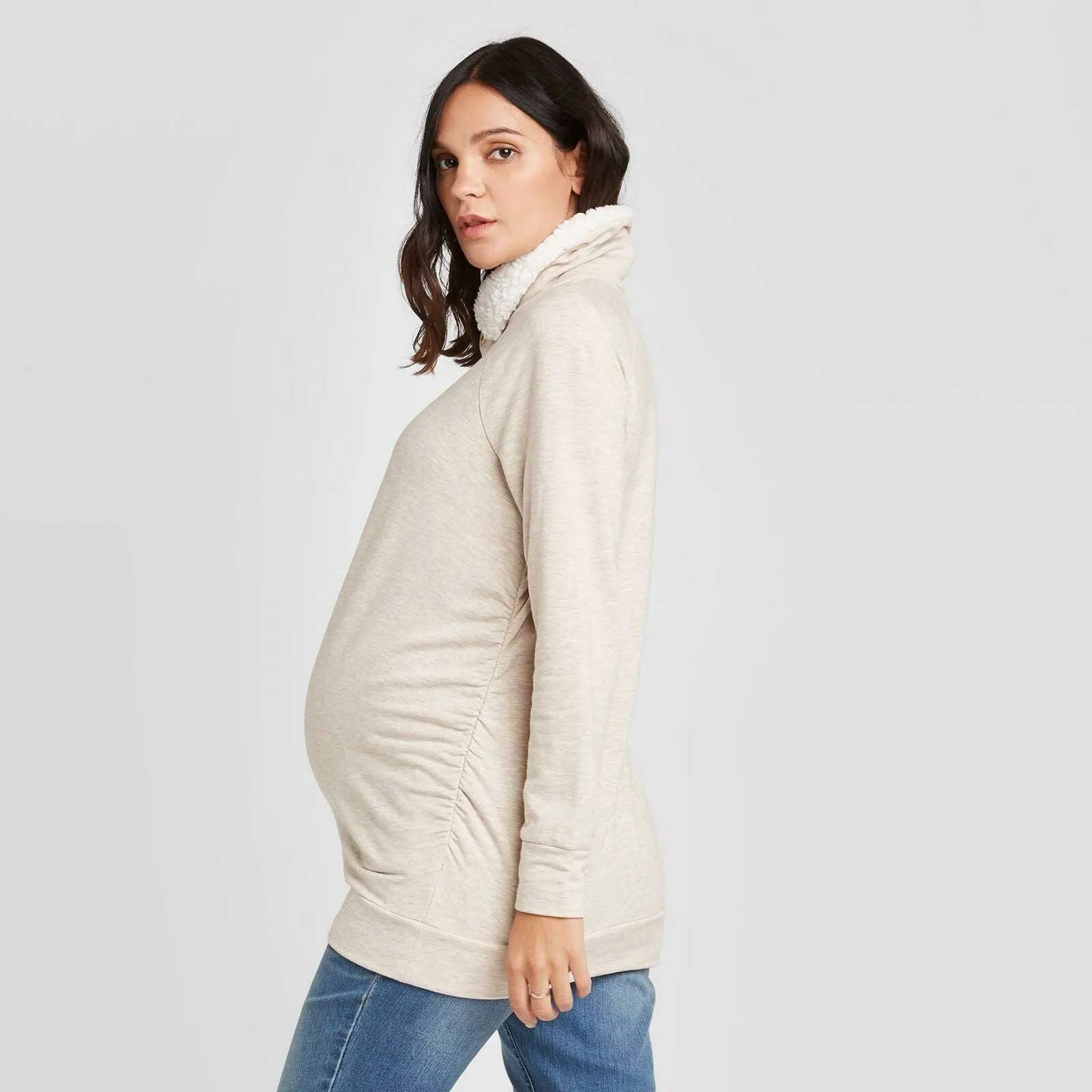 Isabel Maternity by Ingrid & Isabel Women's Sherpa Trim Sweatshirt